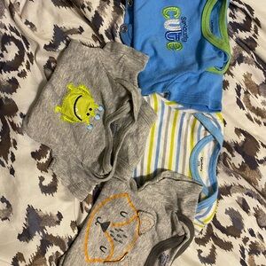 Gerber Blue and Gray Baby Bodysuits Set